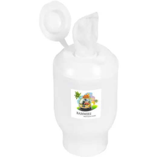 On-The-Go Wet Wipes Solid White Branded Open